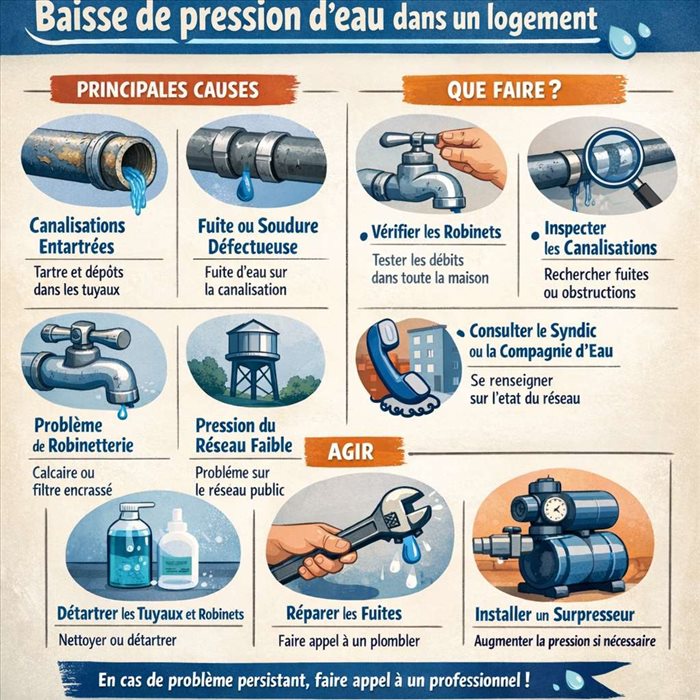 Baisse de pression d'eau chez soi : causes et solutions